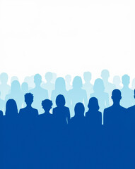 diverse group of people silhouetted in blue