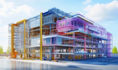 Architectural blueprint model of a modern building.