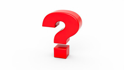 3d red question mark on white background