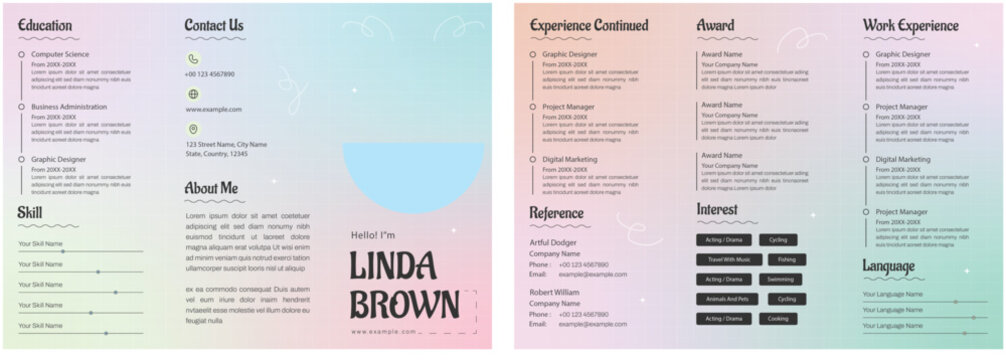 Colourful Personal Resume CV Design Trifold Brochure 