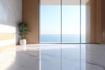 Modern Empty Room with Ocean View