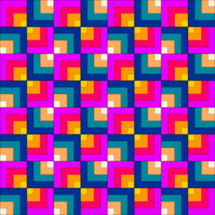 Geometric Retro Vibe Seamless Pattern Digital Paper – Colorful Abstract Vintage-Inspired Background, Mid-Century Modern Design, 70s Aesthetic, Funky and Groovy Repeating Pattern for Scrapbooking, Text