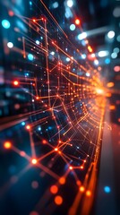 Fototapeta premium Futuristic circuit board network in motion