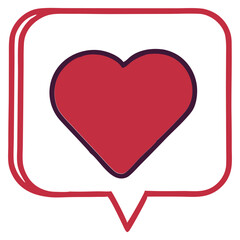 Red Heart Icon in Speech Bubble Social Media Like and Love Symbol