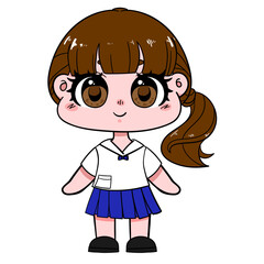 Cute school girl cartoon character