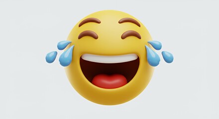 Fototapeta premium Laughing Face Emoji with Tears of Joy Representing Extreme Amusement