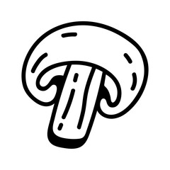 Doodle illustration of cut slice champignon. Hand drawn edible mushrooms for healthy menu