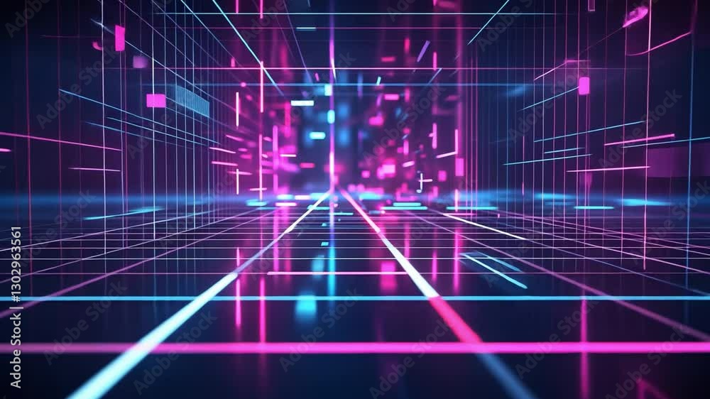 Poster digital data tunnel with high-speed motion effects, futuristic networking background