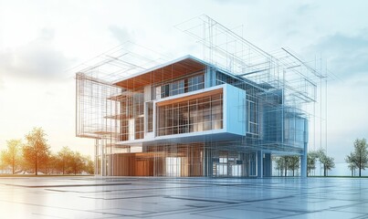 Obraz premium Modern architectural house plan concept blueprint design.