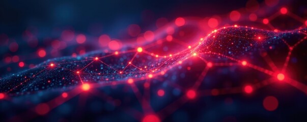 Fototapeta premium Abstract glowing network nodes forming data streams , future, abstract, communication