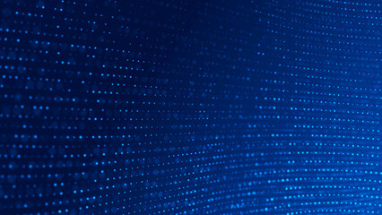 Neon blue abstract background. Random glow particle texture. Wave. Its chaotic, mosaic-like ornament with a linear dot pattern for banners, posters, website design, social media frames.