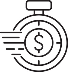 Dollar sign with a speed timer icon line icon