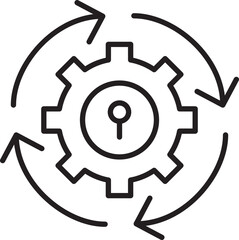 Gear with circular arrows design line icon