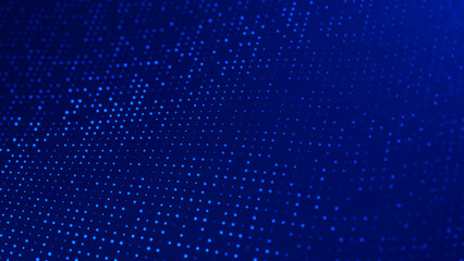 Neon blue abstract background. Random glow particle texture. Wave. Its chaotic, mosaic-like ornament with a linear dot pattern for banners, posters, website design, social media frames.