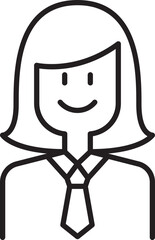 Smiling woman in a professional outfit line icon