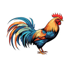Fototapeta premium Stylized Vector Colorful Rooster on White Background