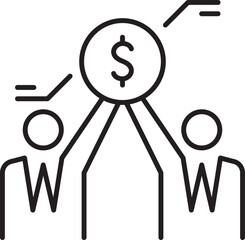 Business partnership with financial focus line icon
