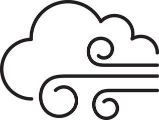 Cloud with swirling wind icon line icon