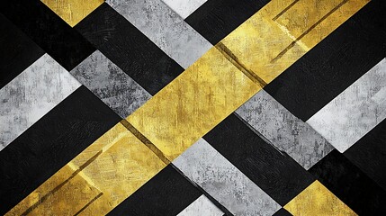 Fototapeta premium Elegant Abstract Geometric Pattern with Gold, Silver, and Black Stripes