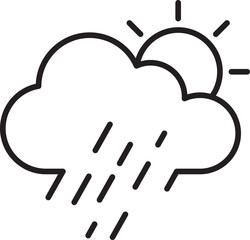 Weather icon featuring sun and rain line icon