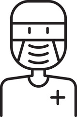 Medical professional wearing a mask line icon