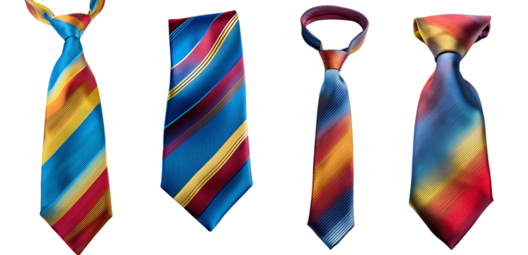 Colorful ties in various styles, perfect for formal or business attire.