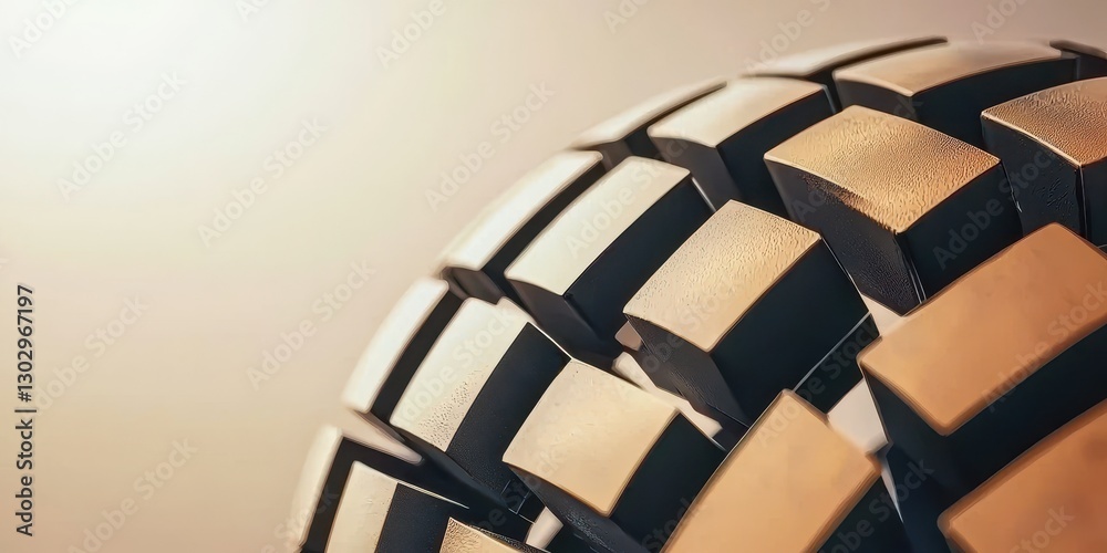 Poster a close-up of a textured, patterned surface resembling tire tread, showcasing geometric shapes and a
