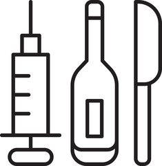 Medical tools and equipment outline illustration line icon