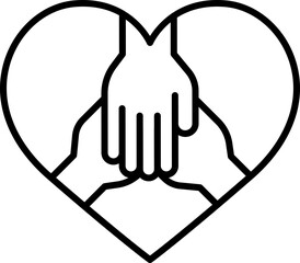 Hands forming a heart shape line icon