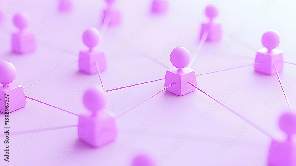 Poster abstract network connection with pink dots and lines in space