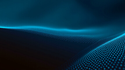 Obraz premium Abstract digital background featuring glowing blue dots arranged in a smooth wave pattern. Ideal for futuristic, technological, and creative design projects with a sleek, modern aesthetic