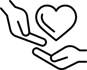 Hands sharing a heart symbol. line icon
