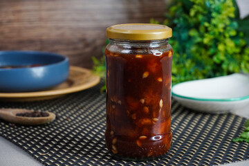 Imli ki Chutney, Tamarind sauce, Sauce in glass bottle	
