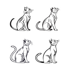 Stylized Cat Vector Set – Elegant Line Art Designs