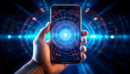 mobile phone in the hand of a man