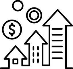 Financial growth and investment illustration line icon