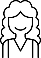 Line drawing of a smiling woman with curly hair line icon