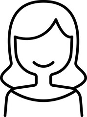 Simple line drawing of a smiling woman. line icon