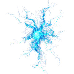 A mesmerizing abstract celestial burst radiates with an ethereal glow, blending electric blue hues with delicate, flowing energy PNG Isolated Transparent White Background 4K Full HD Image Download