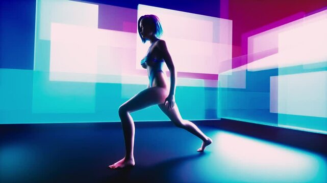 a sporty modern woman doing gymnastics. 3d rendering