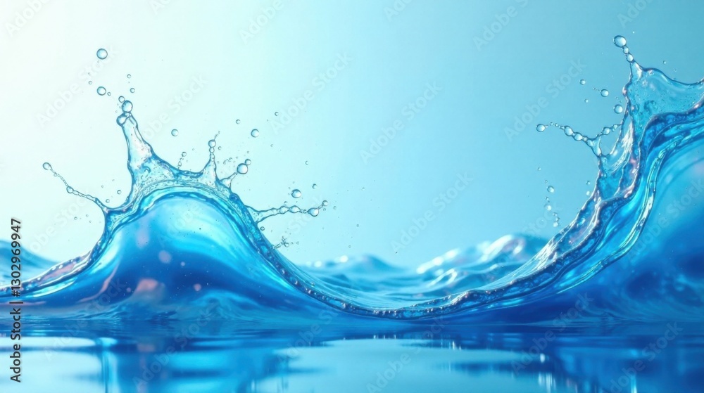 Poster Dynamic Aqua Waves A Serene and Refreshing Visual of Sparkling Water in Motion