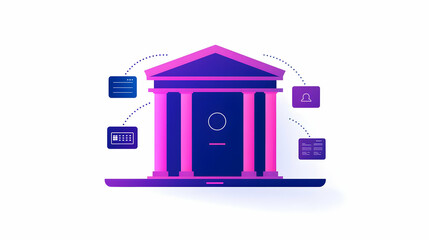 Digital Banking Concept with Secure Transactions and User Interface Elements