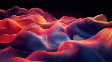 Obraz premium Abstract Flowing Wave Forms with Vibrant Red and Blue Gradient Colors