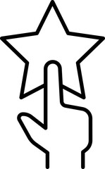 Hand pointing at a star icon line icon