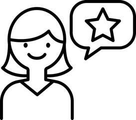 Chatting woman with a star icon line icon