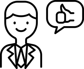 Smiling businessman with thumbs up icon line icon