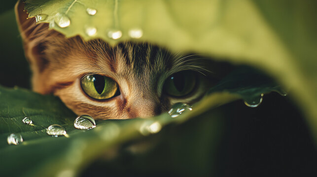 Close-up of a feline cat's eye with whiskers and fur showing camouflage in wildlife nature - Powered by Adobe