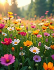 Obraz premium Meadow Filled With Colorful Flowers