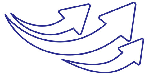 Set of long blue curve arrow icon vector . blue curve arrow icon set. long arrow icon set. curve arrow vector illustration. Curved or arch arrow icon isolated 