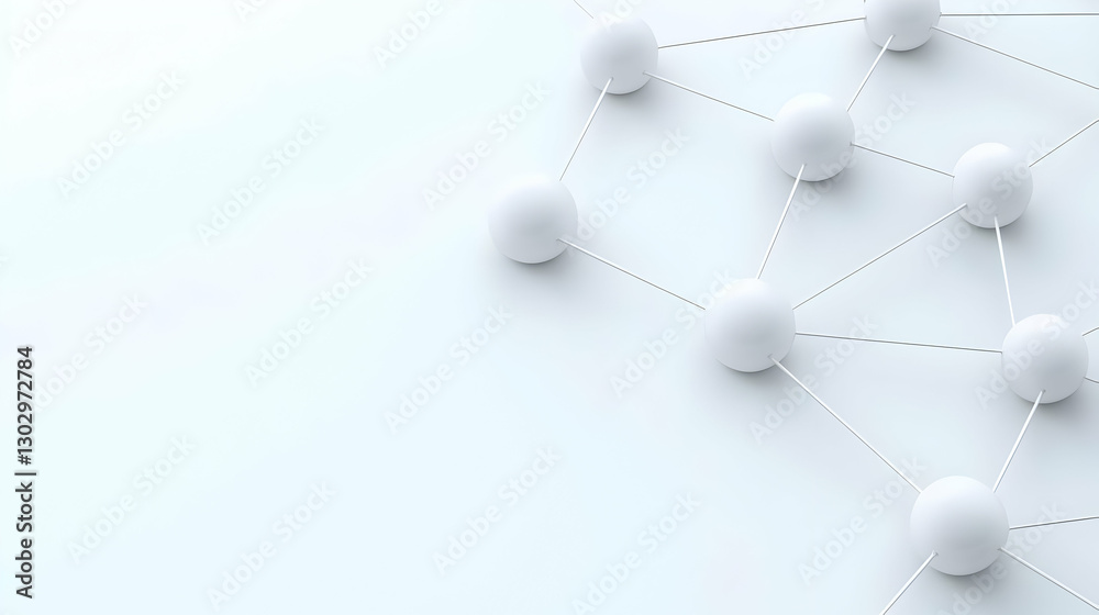 Poster abstract network connection with white nodes and lines on light background